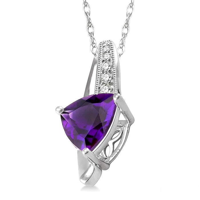 Wisteria Trillion Shape Gemstone & Diamond Pendant