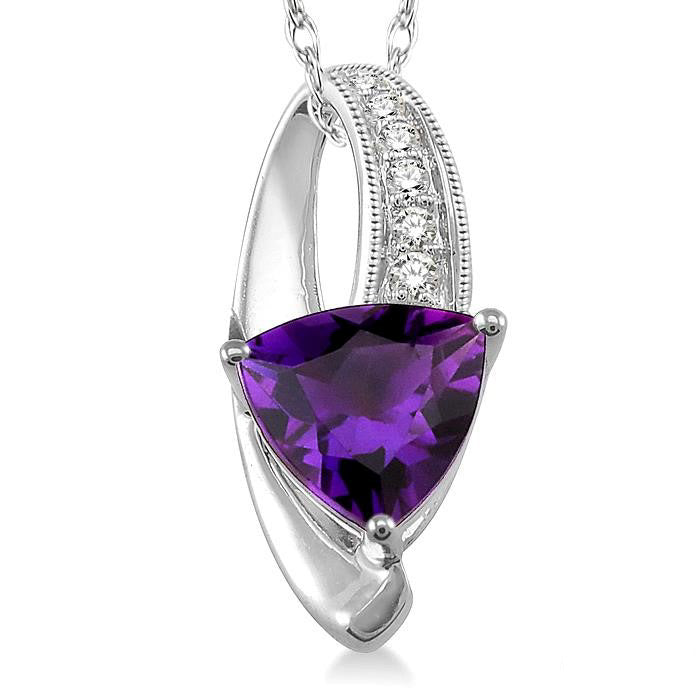 Wisteria Trillion Shape Gemstone & Diamond Pendant