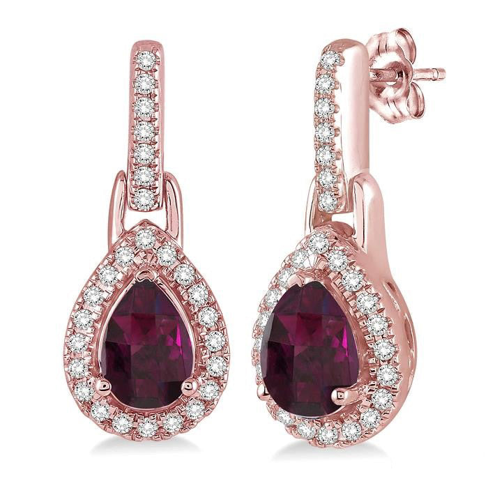 Pear Shape Gemstone & Diamond Earrings