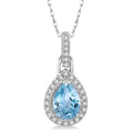 Freya Pear Shape Gemstone & Halo Diamond Pendant