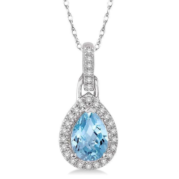Freya Pear Shape Gemstone & Halo Diamond Pendant