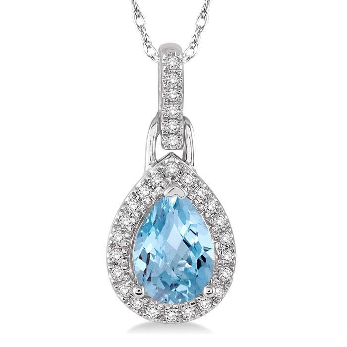 Freya Pear Shape Gemstone & Halo Diamond Pendant