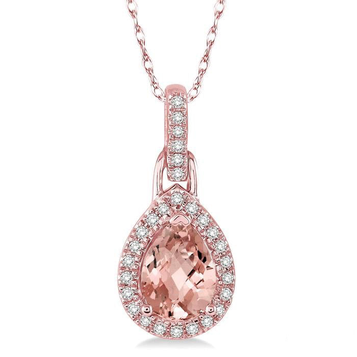 Halcyon Pear Shape Gemstone & Halo Diamond Pendant