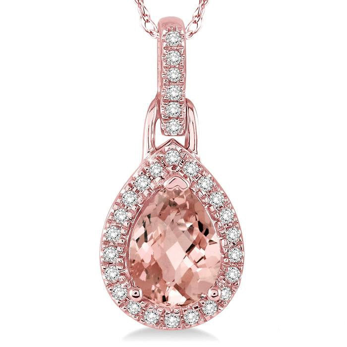 Halcyon Pear Shape Gemstone & Halo Diamond Pendant