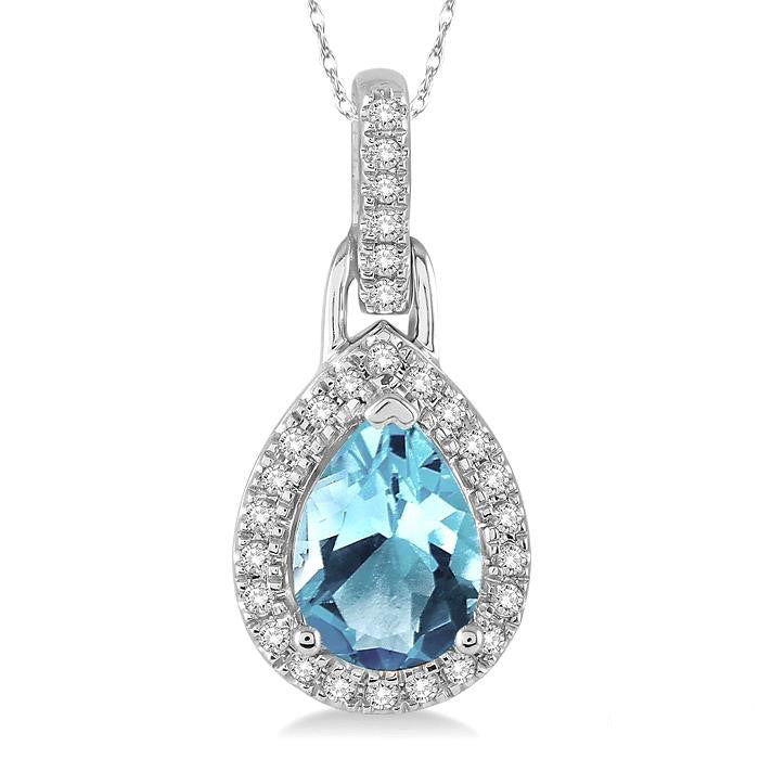 Vesper Pear Shape Gemstone & Halo Diamond Pendant