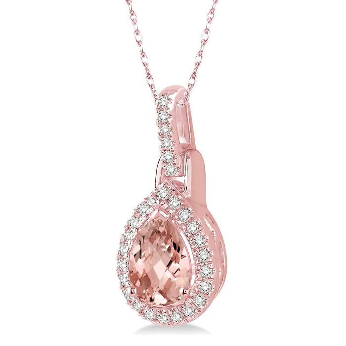 Aurora Pear Shape Gemstone & Halo Diamond Pendant