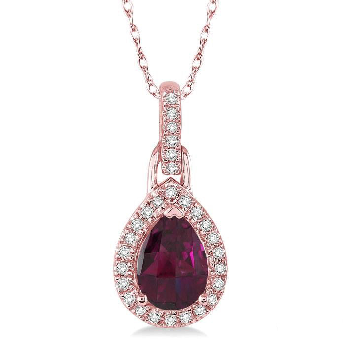 Haven Pear Shape Gemstone & Halo Diamond Pendant