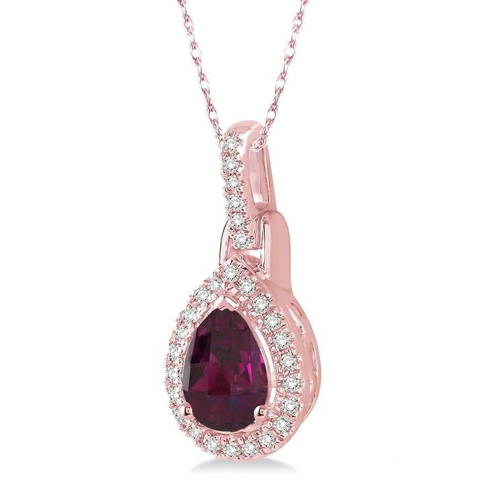 Haven Pear Shape Gemstone & Halo Diamond Pendant