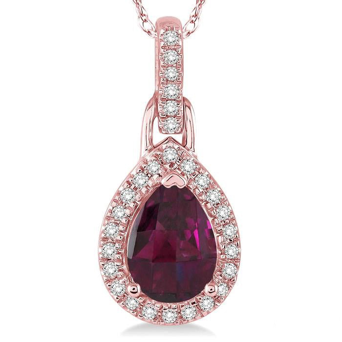 Haven Pear Shape Gemstone & Halo Diamond Pendant