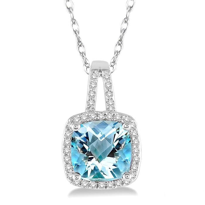 Elysian Cushion Shape Gemstone & Halo Diamond Pendant
