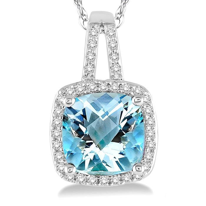 Elysian Cushion Shape Gemstone & Halo Diamond Pendant