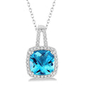 Wisteria Cushion Shape Gemstone & Halo Diamond Pendant