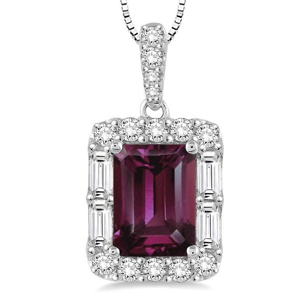 Emerald Shape Gemstone & Halo Diamond Pendant