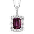 Emerald Shape Gemstone & Halo Diamond Pendant