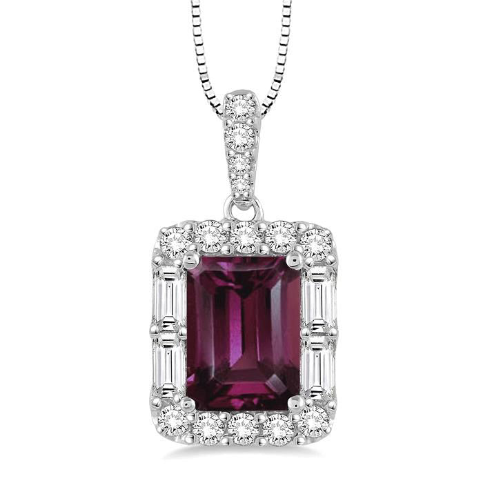 Emerald Shape Gemstone & Halo Diamond Pendant