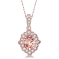 Seraph Oval Shape Gemstone & Halo Diamond Pendant