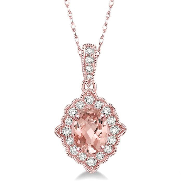 Seraph Oval Shape Gemstone & Halo Diamond Pendant