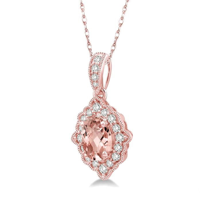 Seraph Oval Shape Gemstone & Halo Diamond Pendant