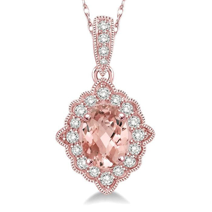 Seraph Oval Shape Gemstone & Halo Diamond Pendant