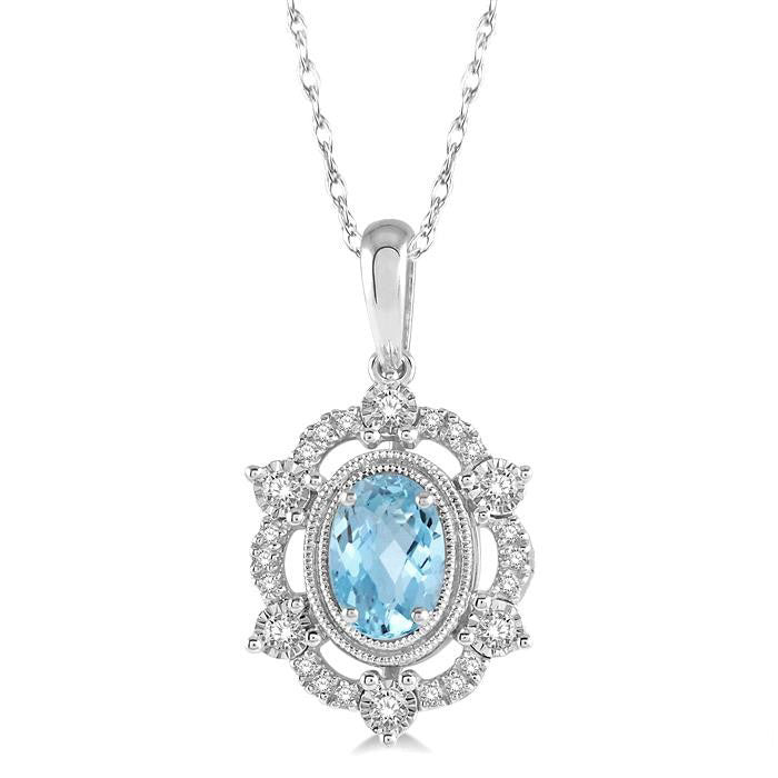 Freya Oval Shape Gemstone & Diamond Pendant