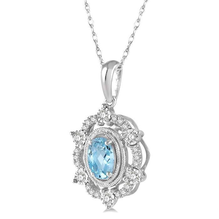Freya Oval Shape Gemstone & Diamond Pendant