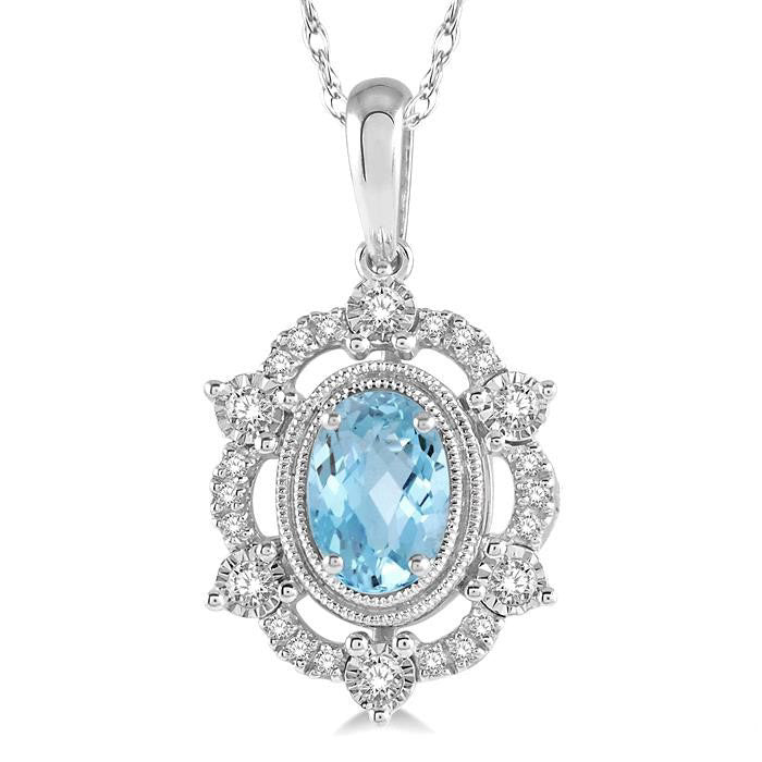 Freya Oval Shape Gemstone & Diamond Pendant