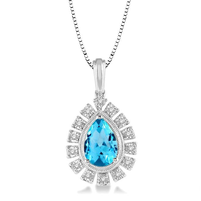 Pear Shape Gemstone & Diamond Pendant
