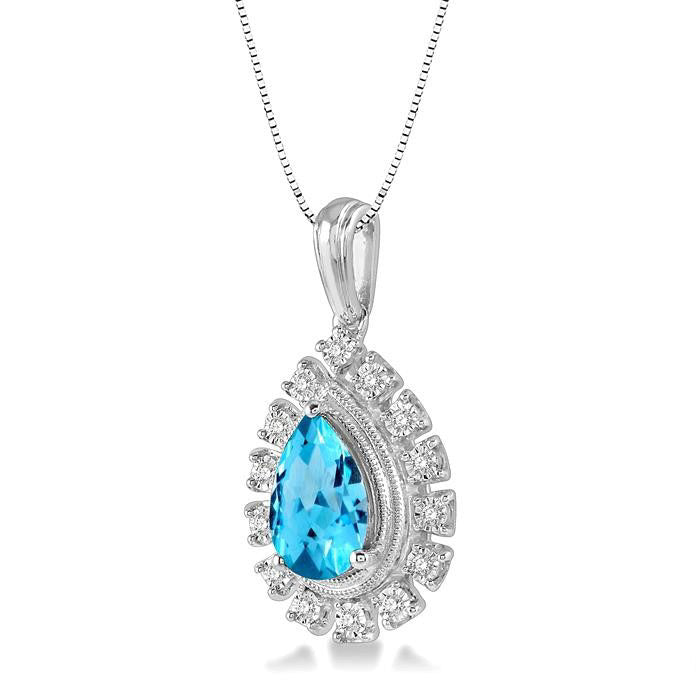 Pear Shape Gemstone & Diamond Pendant
