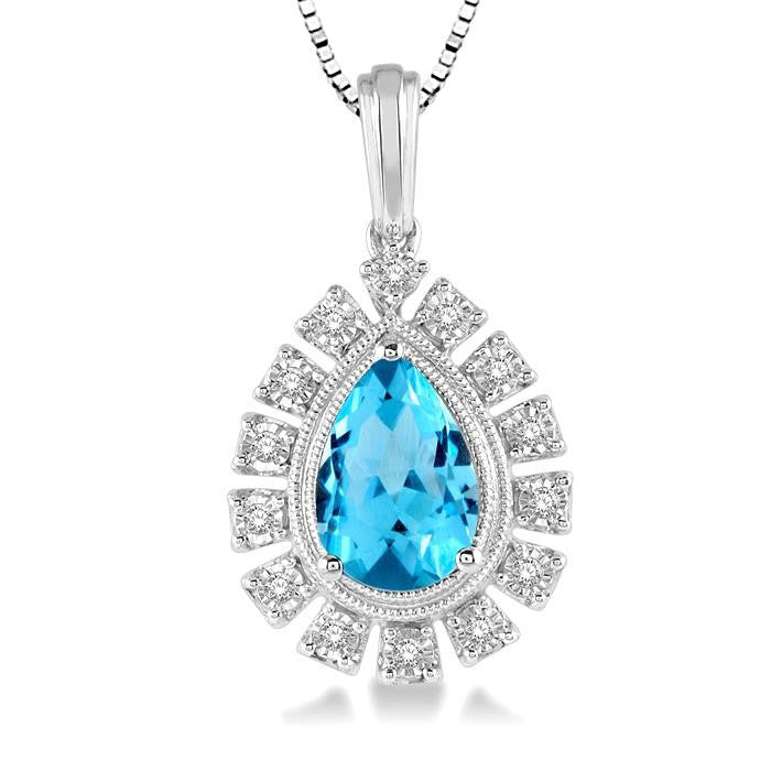Pear Shape Gemstone & Diamond Pendant