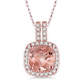 Blossom Cushion Shape Gemstone & Halo Diamond Pendant