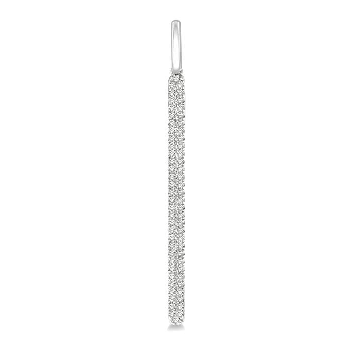 3/8 Ctw Rounded Bar Round Cut Diamond Long Earrings in 14K White Gold