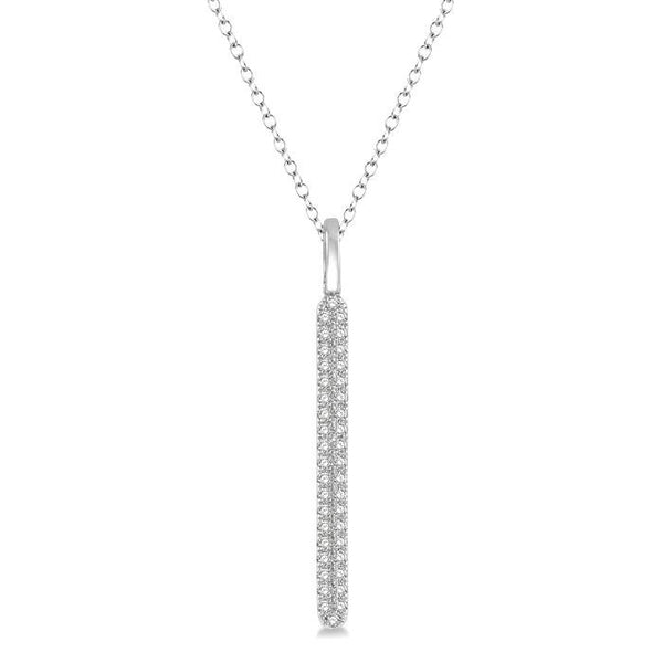 1/4 Ctw Rounded Bar Round Cut Diamond Pendant With Chain in 14K White Gold