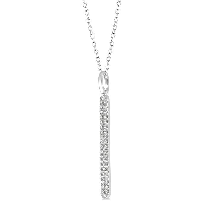 1/4 Ctw Rounded Bar Round Cut Diamond Pendant With Chain in 14K White Gold