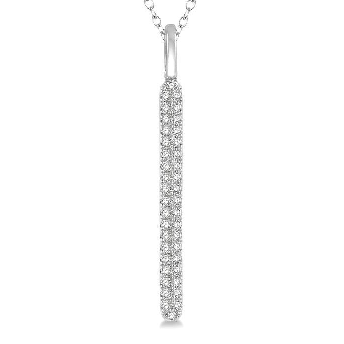 1/4 Ctw Rounded Bar Round Cut Diamond Pendant With Chain in 14K White Gold