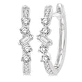 1/3 Ctw Baguette and Round Cut Diamond Hoop Earrings in 14K White Gold