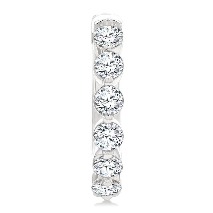1 1/2 Ctw Prong Set Round Cut Diamond Hoop Earrings in 14K White gold