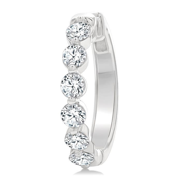 1 1/2 Ctw Prong Set Round Cut Diamond Hoop Earrings in 14K White gold