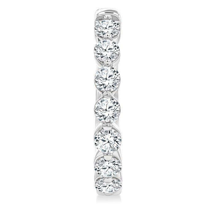 2 Ctw Prong Set Round Cut Diamond Hoop Earrings in 14K White gold