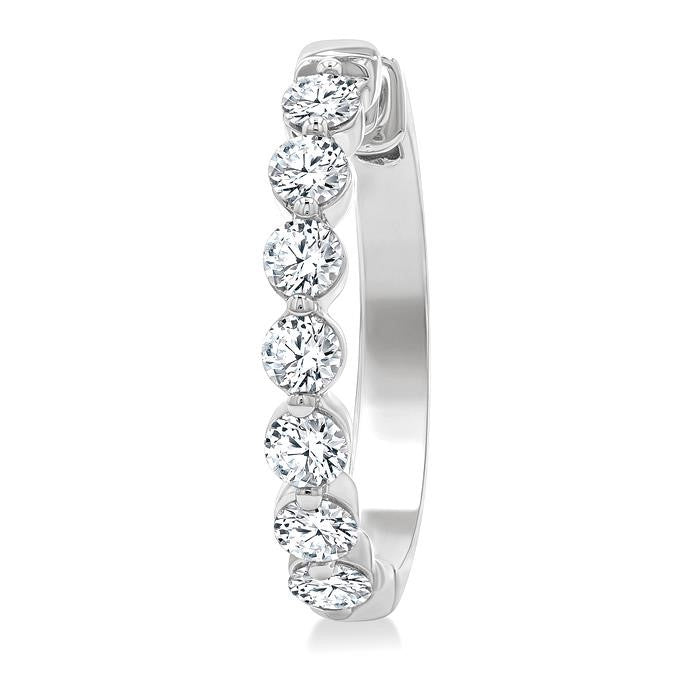 2 Ctw Prong Set Round Cut Diamond Hoop Earrings in 14K White gold