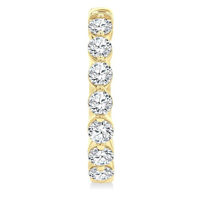 2 Ctw Prong Set Round Cut Diamond Hoop Earrings in 14K Yellow gold