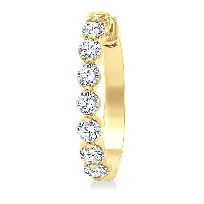 2 Ctw Prong Set Round Cut Diamond Hoop Earrings in 14K Yellow gold