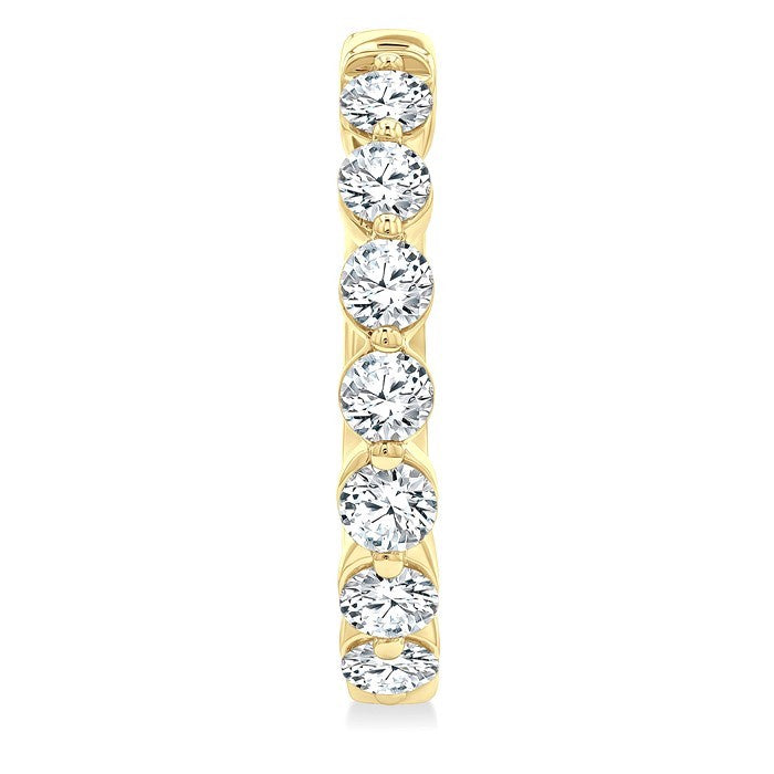 3 Ctw Prong Set Round Cut Diamond Hoop Earrings in 14K Yellow gold