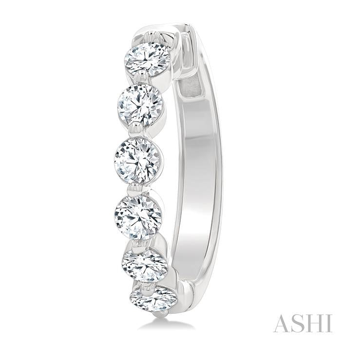 1 1/2 Ctw Prong Set Round Cut Diamond Hoop Earrings in 14K White gold