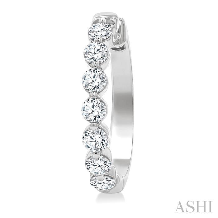 2 Ctw Prong Set Round Cut Diamond Hoop Earrings in 14K White gold