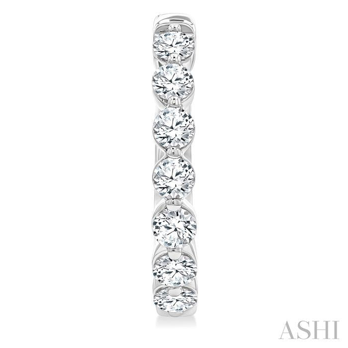 2 Ctw Prong Set Round Cut Diamond Hoop Earrings in 14K White gold
