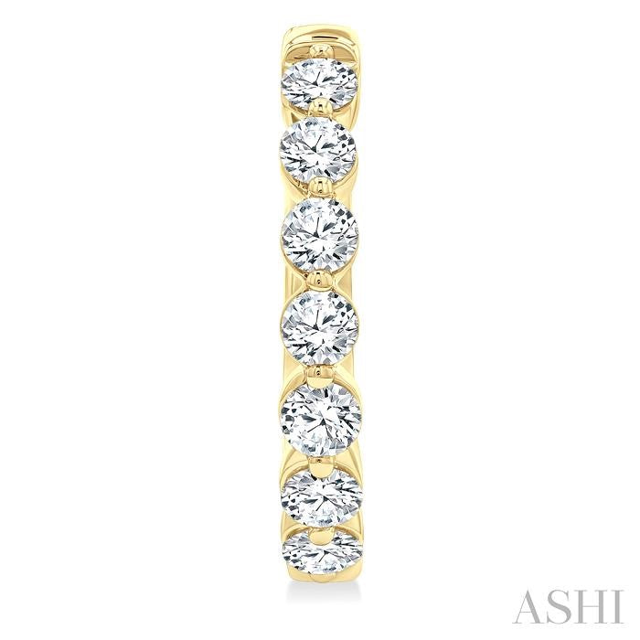 2 Ctw Prong Set Round Cut Diamond Hoop Earrings in 14K Yellow gold