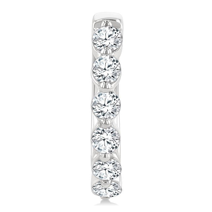 1 Ctw Prong Set Round Cut Diamond Hoop Earrings in 14K White gold