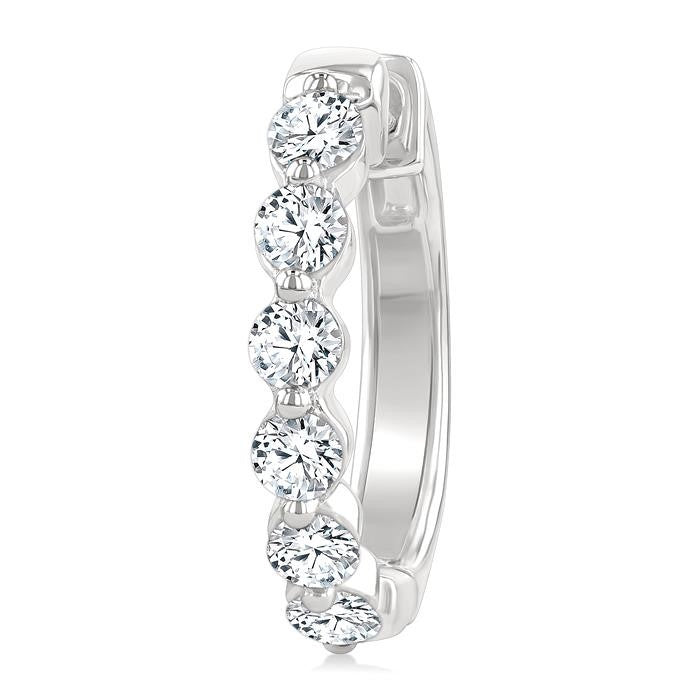 1 Ctw Prong Set Round Cut Diamond Hoop Earrings in 14K White gold