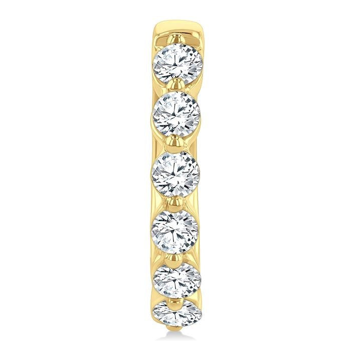 1 Ctw Prong Set Round Cut Diamond Hoop Earrings in 14K Yellow gold