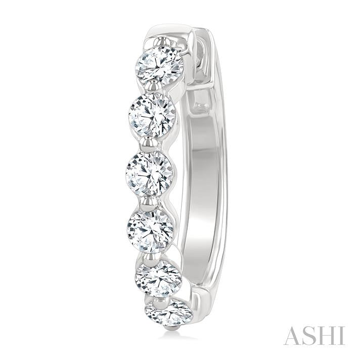 1 Ctw Prong Set Round Cut Diamond Hoop Earrings in 14K White gold